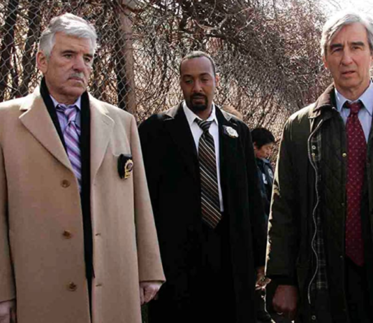 Dennis Farina, Sam Waterston, and Jesse L. Martin in "Law & Order"