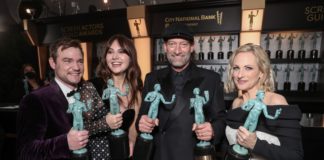 Daniel Durant, Emilia Jones, Troy Kotsur, and Marlee Matlin of CODA at the 28th Annual Screen Actors Guild Awards.