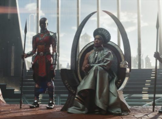 Angela Bassett, Florence Kasumba, Danai Gurira, and Dorothy Steel in "Black Panther: Wakanda Forever"
