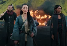 Michelle Yeoh, Sophia Brown, and Laurence O'Fuarain in "The Witcher: Blood Origin"