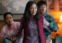 Michelle Yeoh, Ke Huy Quan, and Stephanie Hsu in "Everything Everywhere All at Once"