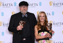 Ian Stokell and Lesley Patterson of "All Quiet on the Western Front" at the 76th EE British Academy Film Awards in February 2023